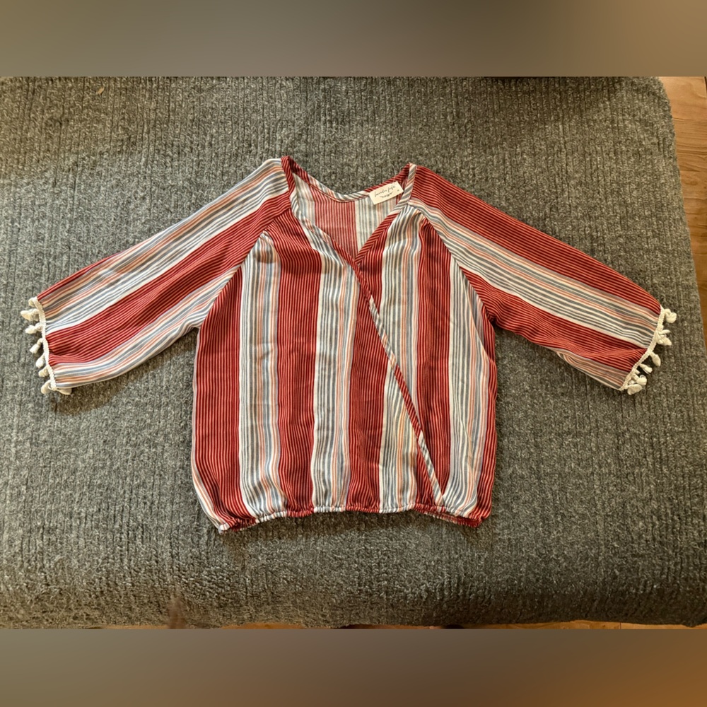 Lavender Field Red and White Striped Blouse